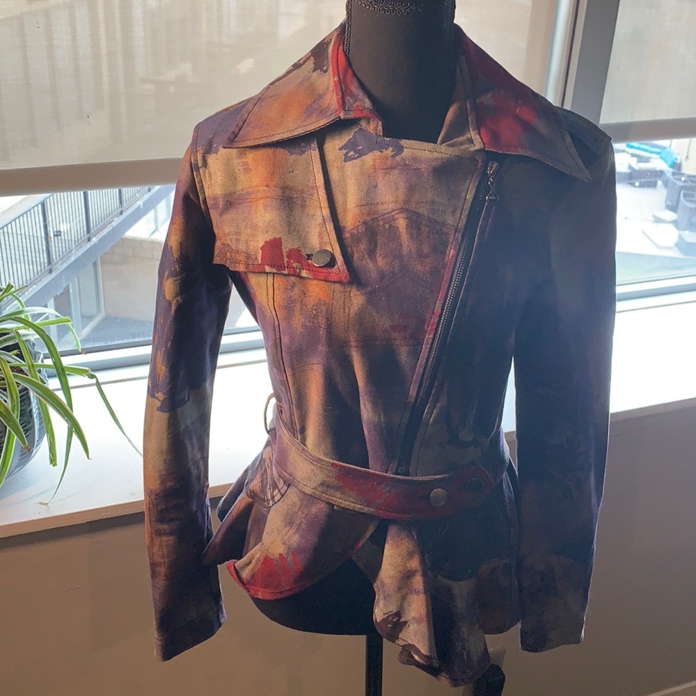 Watercolor modern peplum denim jacket